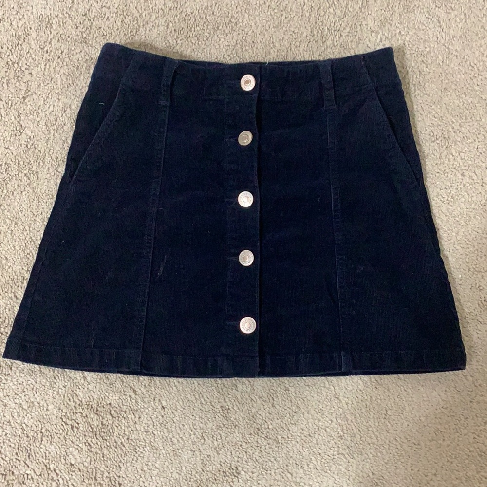 Navy blue button up skirt